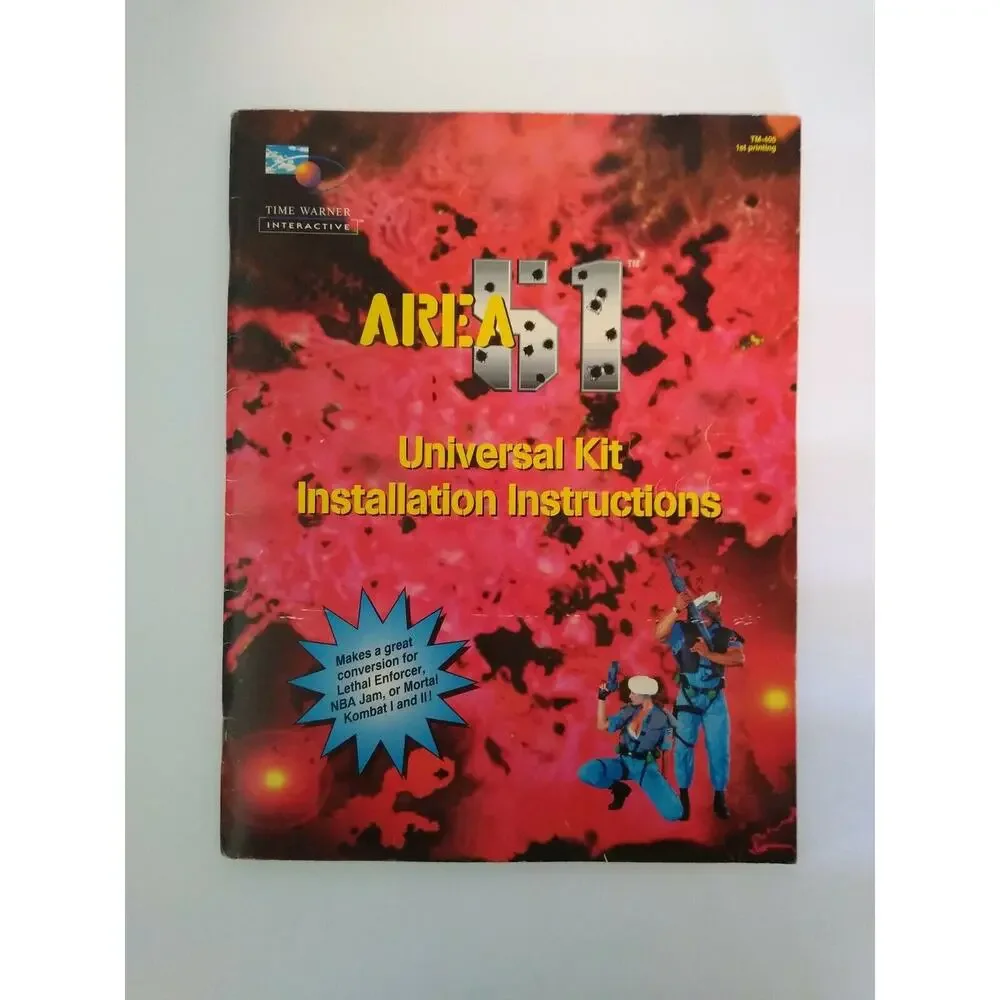 Area 51 Arcade MANUAL Original 1996 Installation Instructions Video Game